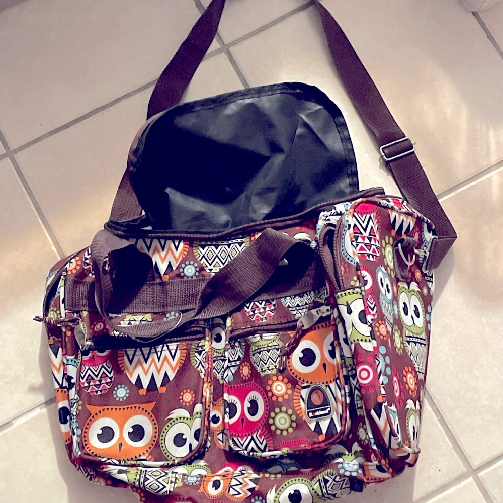 Mini duffel bag with owl print